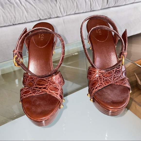 Tom Ford designed-Gucci crocodile sandals size 7.5 - Picture 5 of 6